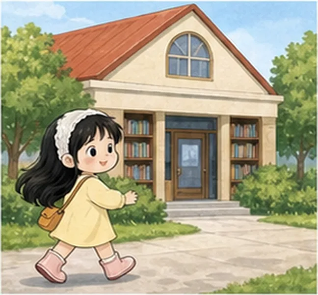 Kim going to the library