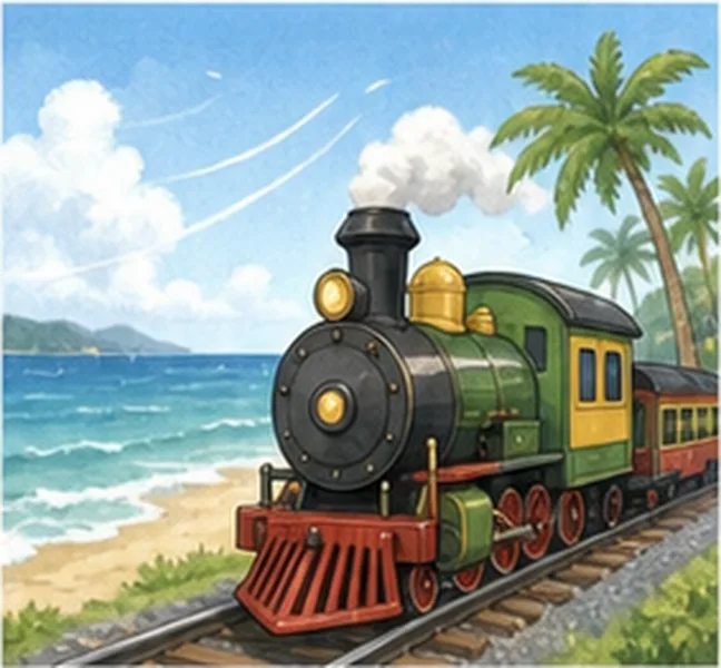 the train going to the beach