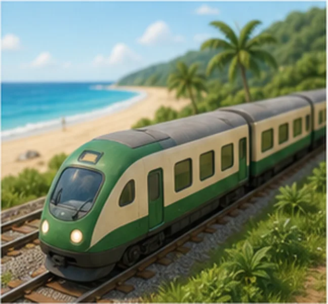 the train going to the beach