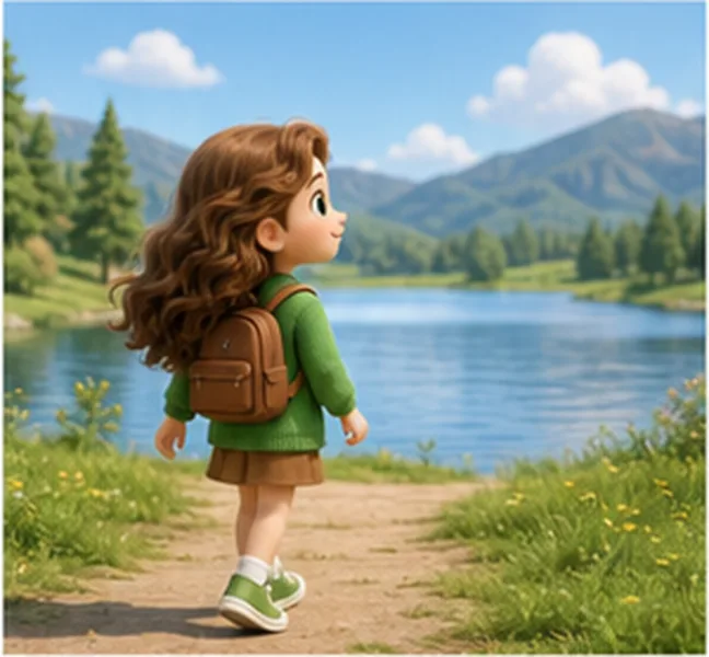 Grace going to the lake