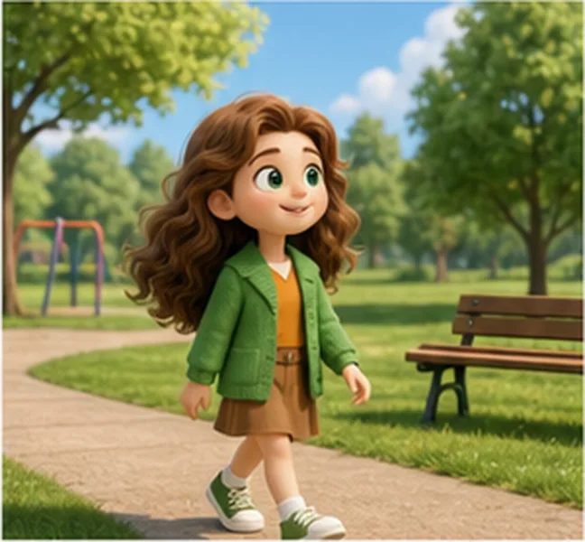 Grace going to the park
