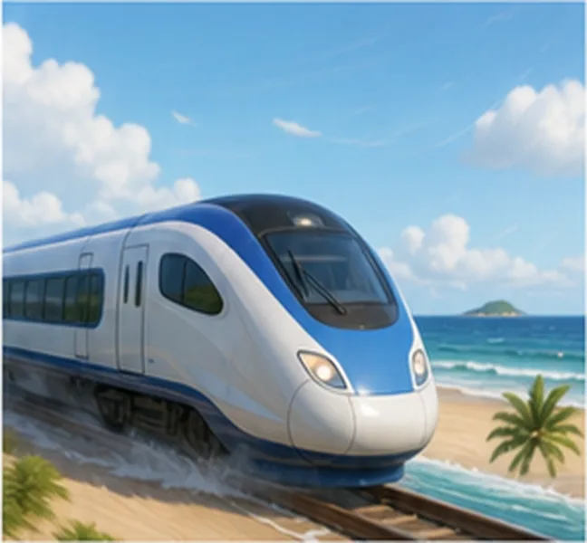 the train going to the beach