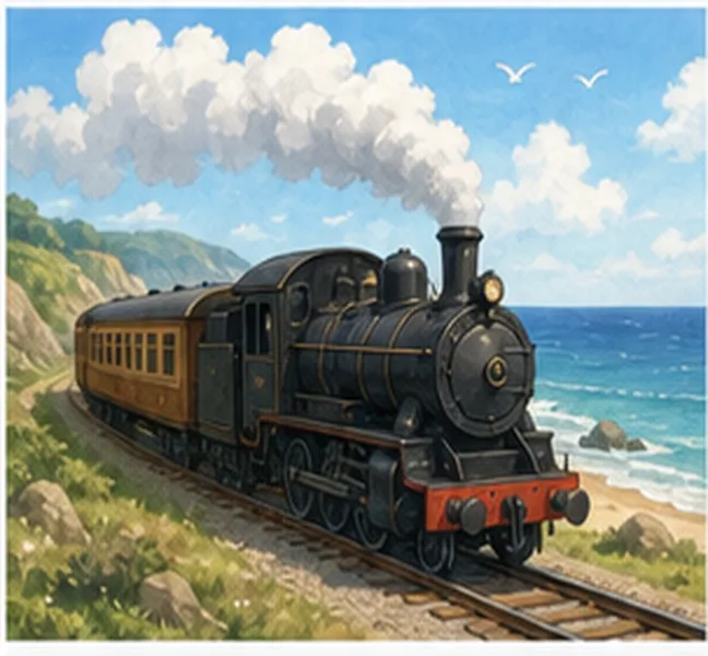 the train going to the beach
