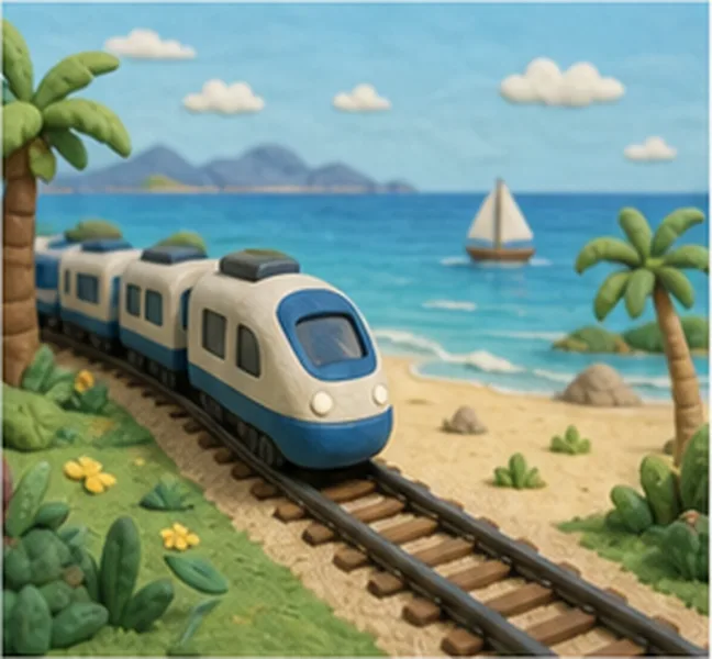the train going to the beach