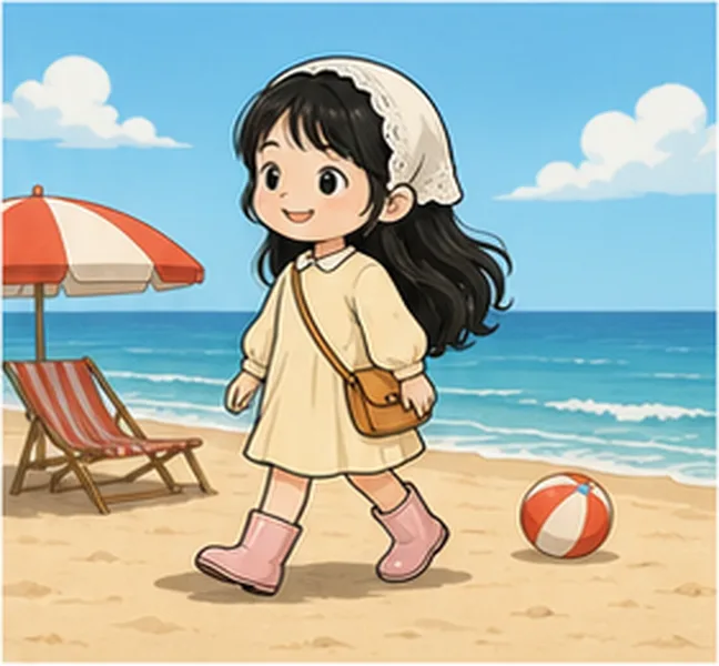 Emma going to the beach