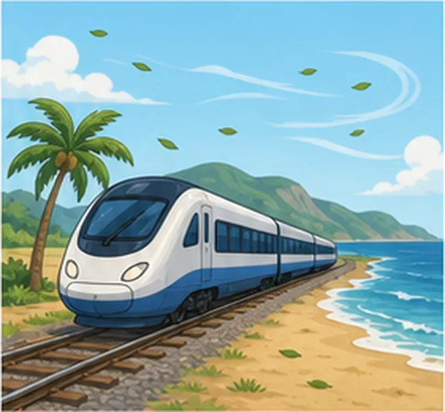 the train going to the beach