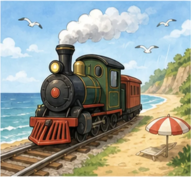 the train going to the beach
