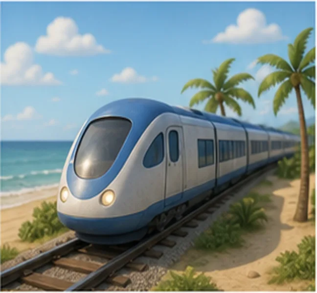 the train going to the beach
