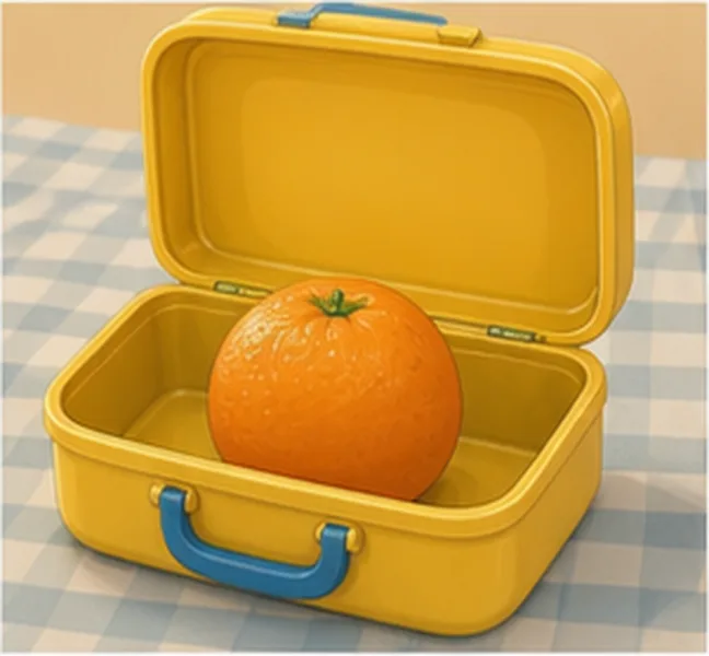 an orange in the lunch box