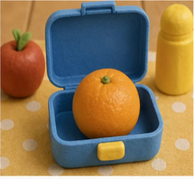 an orange in the lunch box