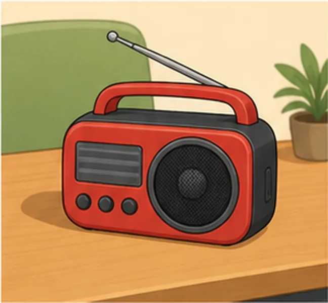 a radio on the teacher's desk