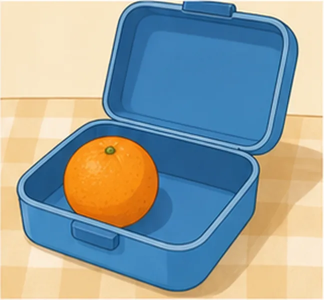 an orange in the lunch box