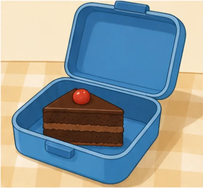 a piece of cake in the lunch box