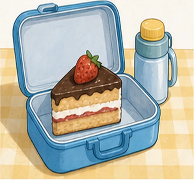 a piece of cake in the lunch box