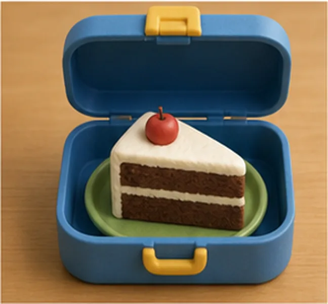 a piece of cake in the lunch box