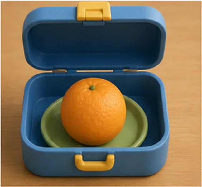an orange in the lunch box