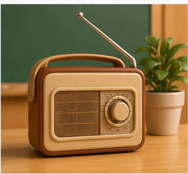 a radio on the teacher's desk