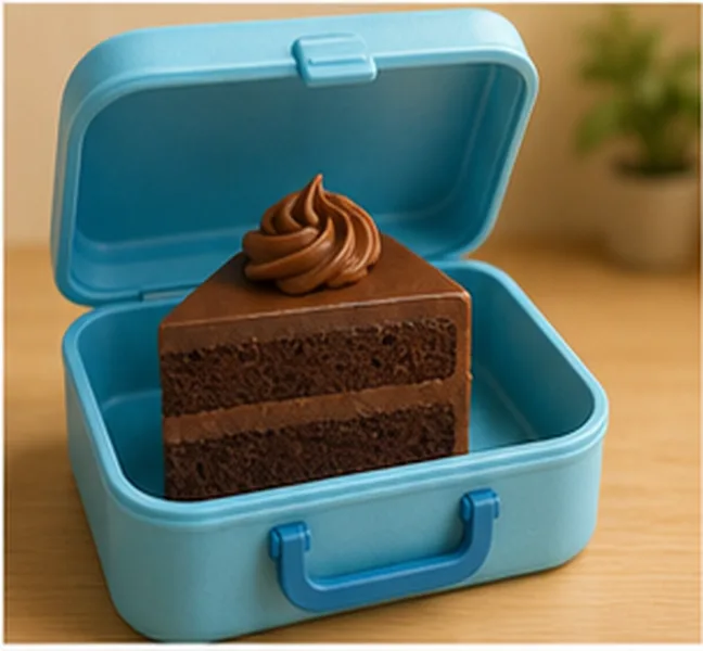 a piece of cake in the lunch box