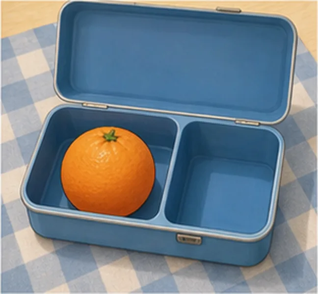 an orange in the lunch box