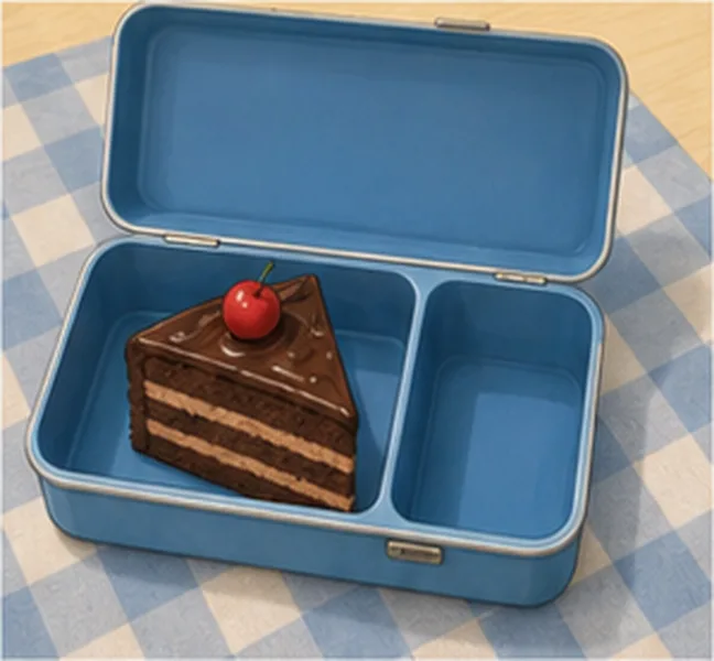 a piece of cake in the lunch box