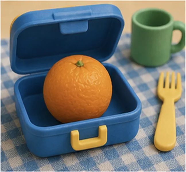 an orange in the lunch box