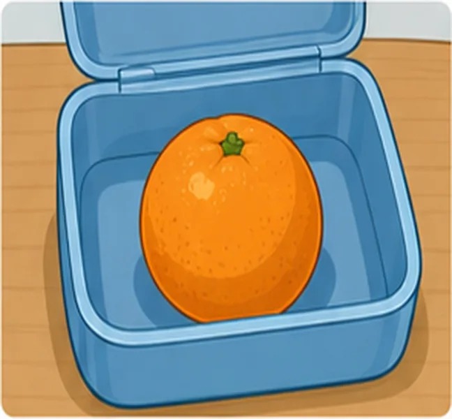 an orange in the lunch box