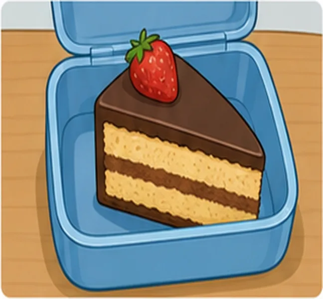 a piece of cake in the lunch box