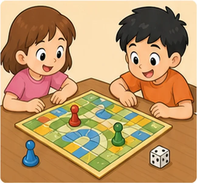 the children playing a board game