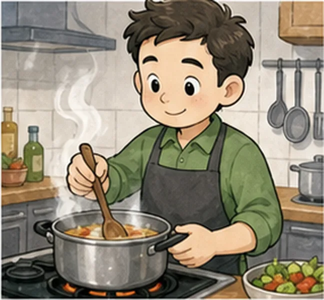 cooking dinner