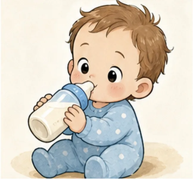 the baby drinking milk