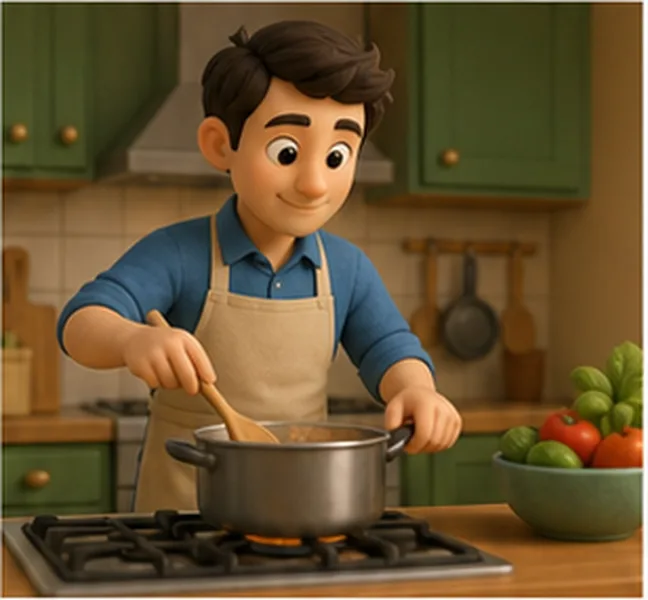 cooking dinner