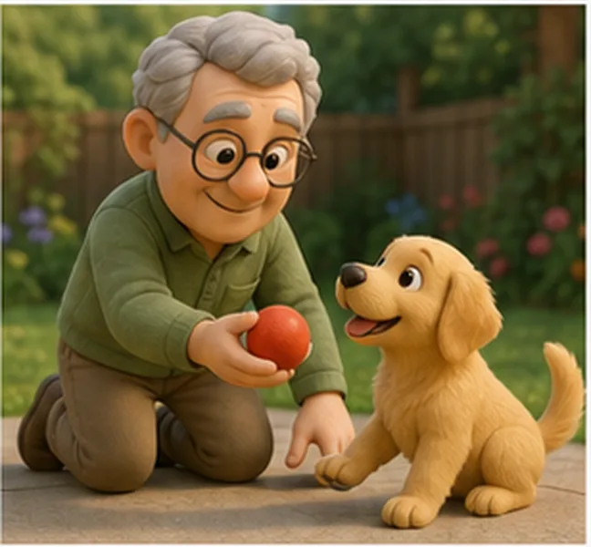 playing with the dog