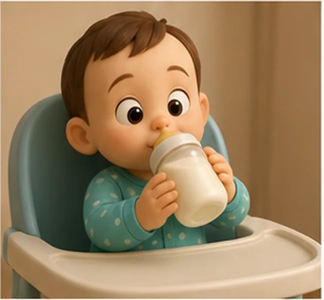 the baby drinking milk