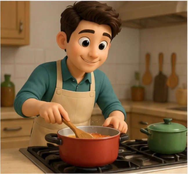 cooking dinner