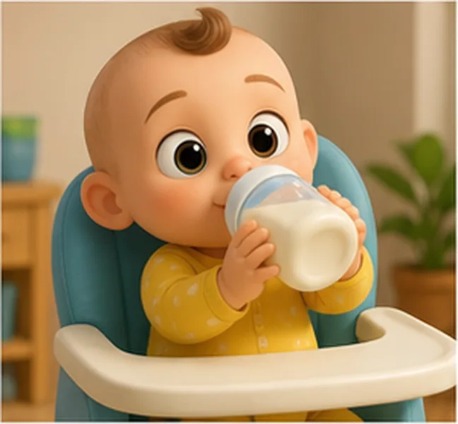 the baby drinking milk