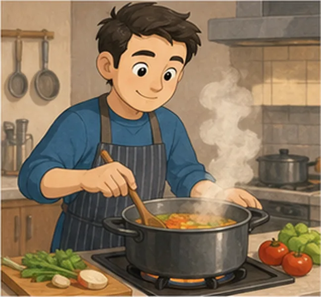 cooking dinner