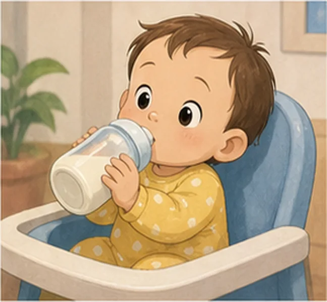 the baby drinking milk