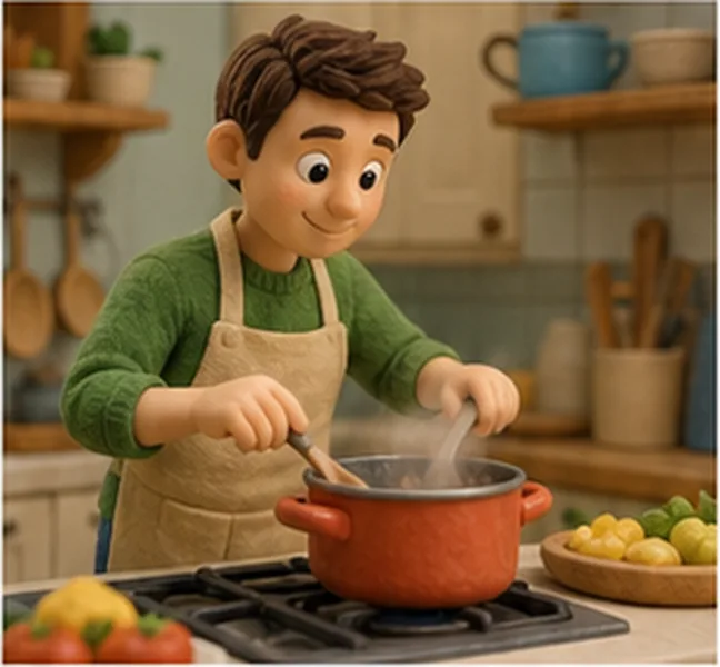 cooking dinner