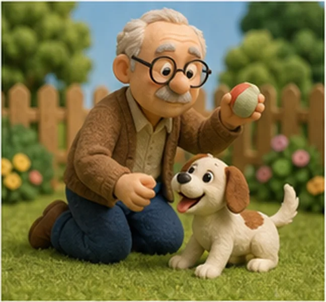 playing with the dog