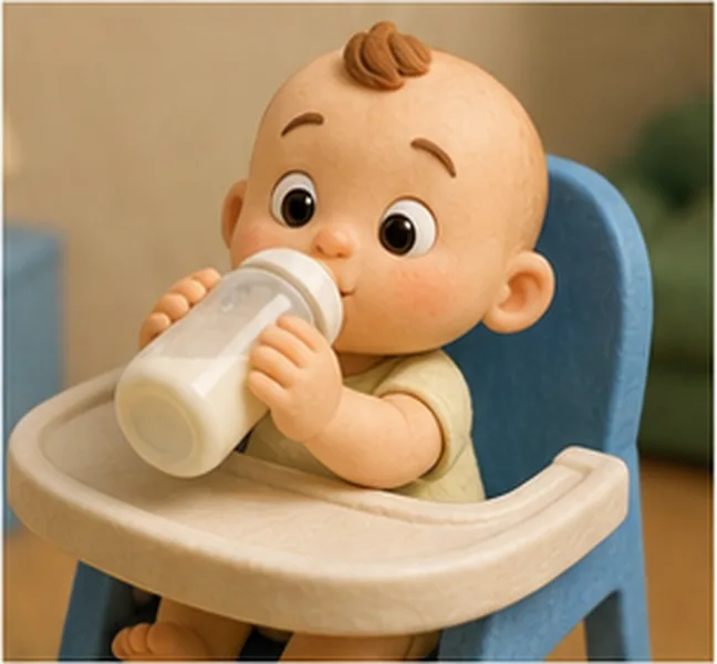 the baby drinking milk