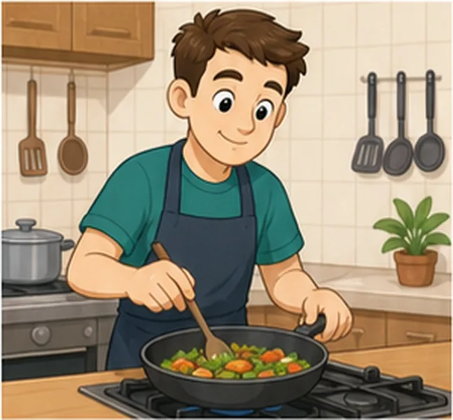 cooking dinner
