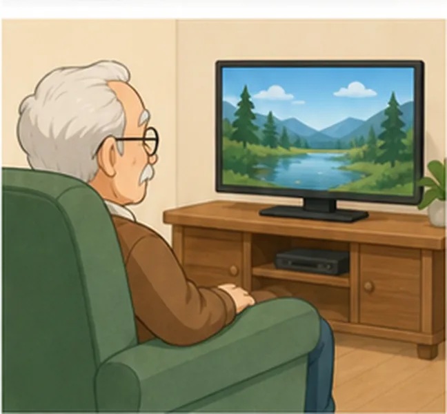 watching television