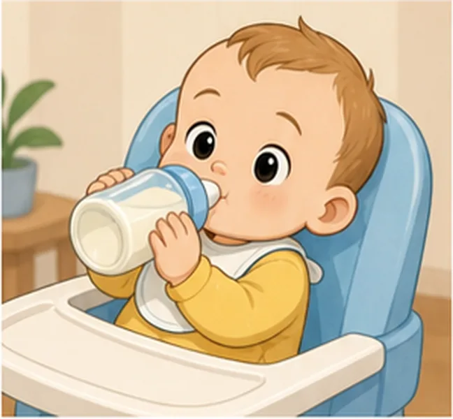 the baby drinking milk
