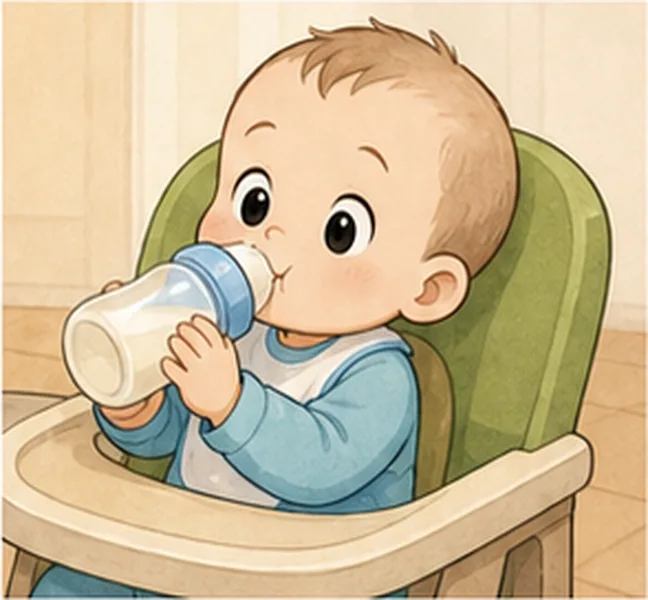 the baby drinking milk