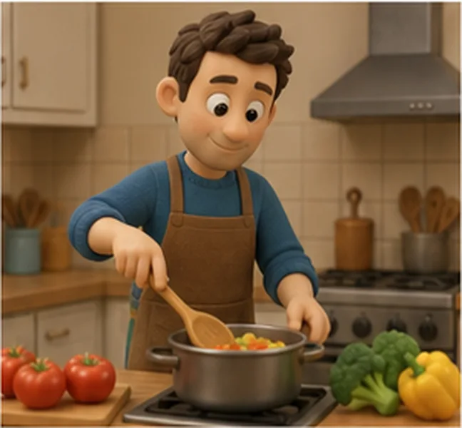 cooking dinner
