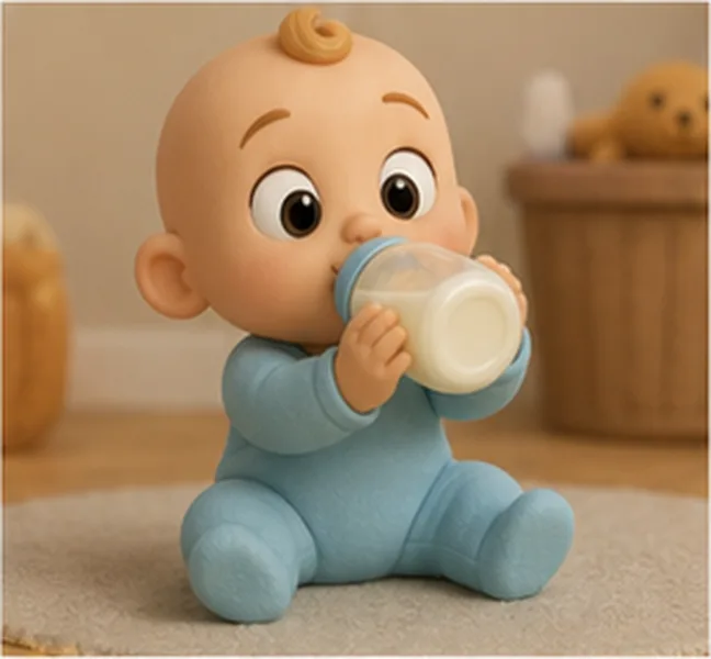 the baby drinking milk
