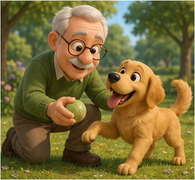 playing with the dog
