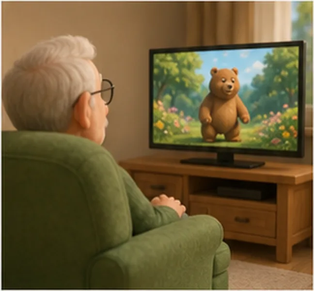 watching television