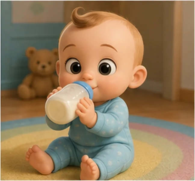 the baby drinking milk