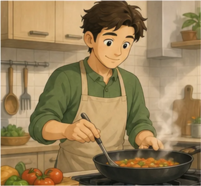 cooking dinner